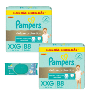 2 Pampers DELUX XXG x88 + 1 Toallita cuidado bebe x48 REGALO