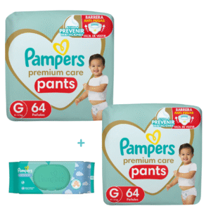 2 Pampers premium pants Nuevo G x64 + 1 Toallita Cuidado Bebe x48