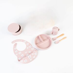 Set Alimentacion Bebe Plato Antideslizante Silicona Completo