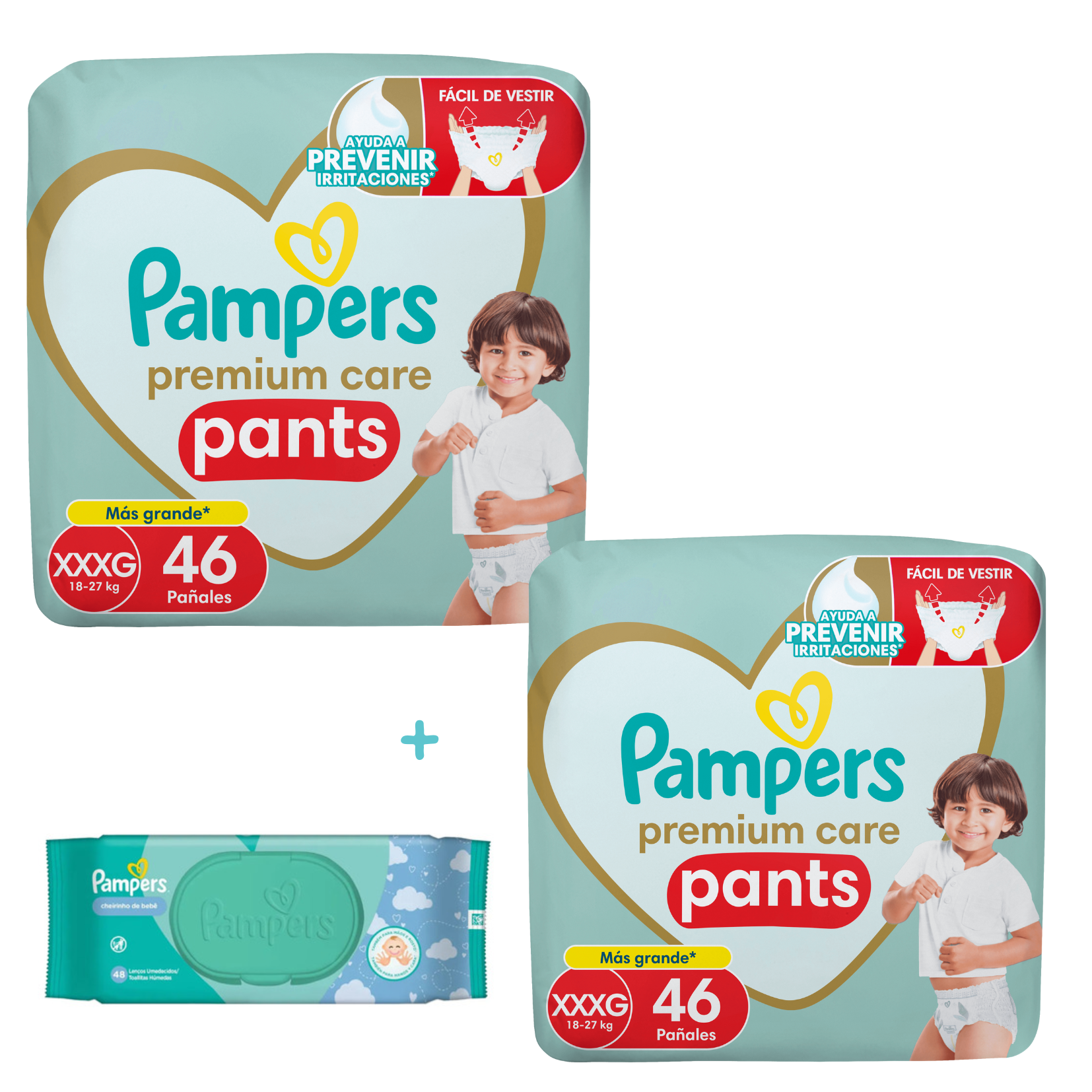 2 Pants Premium Care Nuevo XXXG x46 + 1 Toallita Cuidado Bebe x48