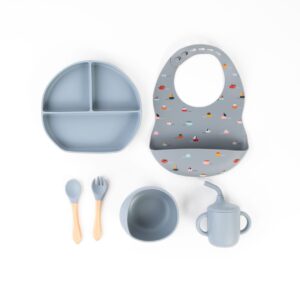 Set Alimentacion Bebe Plato Antideslizante Silicona Completo