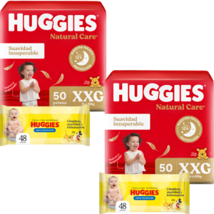 2 Natural Care XXG x50 + 2 Toallitas Disney Amarillas x48
