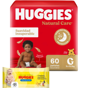Huggies Natural Care G x60 con Toallita Disney Amarilla x48