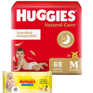 Huggies Natural Care M x68 con Toallita Disney Amarilla x48