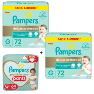 2 Pampers Deluxe G x72 + 1 Premium pants G x64 GRATIS