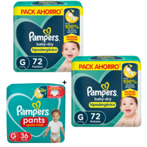 2 Pampers Baby Dry G x72 + 1 Confort Pants G x36 GRATIS