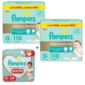 2 Pampers Deluxe G x110 + 1 Premium pants G x64 GRATIS