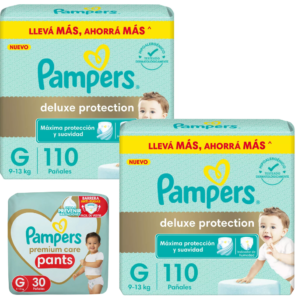 2 Pampers deluxe G x110 + 1 premium pants G x30 GRATIS
