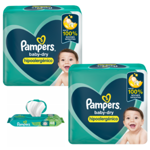 2 Pampers Babydry + 1 Toallita Pampers aloe x48 GRATIS