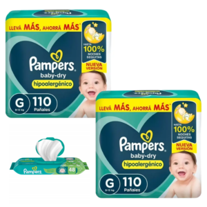 2 Babydry G x110 + 1 Toallita Pampers aloe x48 GRATIS